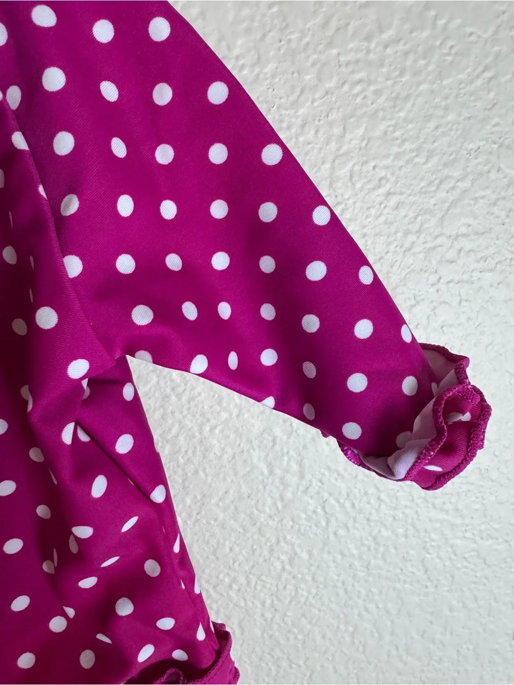 RuffleButts Magenta Polka Dot Ruffle Swimsuit Set Size 3-6 M